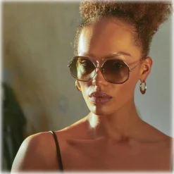Linda Farrow - Camila Oversized Sunglasses in Light Gold - LFL1208C2SUN - Linda Farrow Eyewear - Avvenice