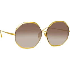 Linda Farrow - Camila Oversized Sunglasses in Yellow Gold - LFL1208C1SUN - Linda Farrow Eyewear - Avvenice