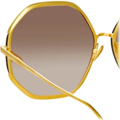 Linda Farrow - Camila Oversized Sunglasses in Yellow Gold - LFL1208C1SUN - Linda Farrow Eyewear - Avvenice