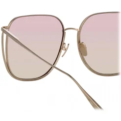 Linda Farrow - Camry Oversized Sunglasses in Light Gold and Lilac - LFL1347C4SUN - Linda Farrow Eyewear - Avvenice