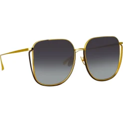 Linda Farrow - Camry Oversized Sunglasses in Yellow Gold - LFL1347C1SUN - Linda Farrow Eyewear - Avvenice