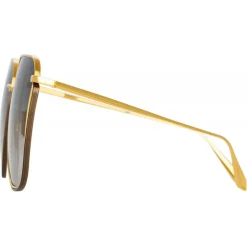 Linda Farrow - Camry Oversized Sunglasses in Yellow Gold - LFL1347C1SUN - Linda Farrow Eyewear - Avvenice