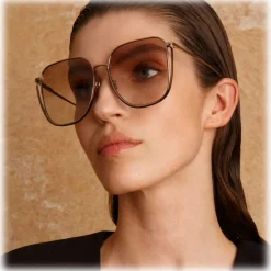 Linda Farrow - Camry Oversized Sunglasses in Yellow Gold - LFL1347C1SUN - Linda Farrow Eyewear - Avvenice