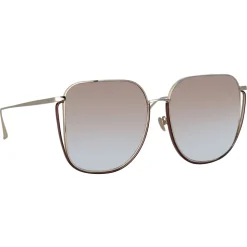 Linda Farrow - Camry Oversized Sunglasses in Light Gold - LFL1347C3SUN - Linda Farrow Eyewear - Avvenice