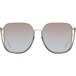 Linda Farrow - Camry Oversized Sunglasses in Light Gold - LFL1347C3SUN - Linda Farrow Eyewear - Avvenice