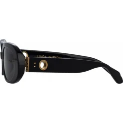 Linda Farrow - Cara Oval Sunglasses in Black - LFL1252C1SUN - Linda Farrow Eyewear - Avvenice