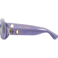 Linda Farrow - Cara Oval Sunglasses in Purple - LFL1252C8SUN - Linda Farrow Eyewear - Avvenice