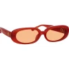 Linda Farrow - Cara Oval Sunglasses in Terracotta - LFL1252C13SUN - Linda Farrow Eyewear - Avvenice