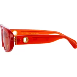 Linda Farrow - Cara Oval Sunglasses in Terracotta - LFL1252C13SUN - Linda Farrow Eyewear - Avvenice