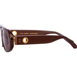 Linda Farrow - Cara Oval Sunglasses in Brown - LFL1252C11SUN - Linda Farrow Eyewear - Avvenice