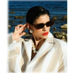 Linda Farrow - Cara Oval Sunglasses in Brown - LFL1252C11SUN - Linda Farrow Eyewear - Avvenice