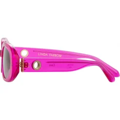 Linda Farrow - Cara Oval Sunglasses in Fuchsia - LFL1252C7SUN - Linda Farrow Eyewear - Avvenice