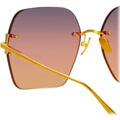Linda Farrow - Carina Oversized Sunglasses in Yellow Gold - LFL1395C1SUN - Linda Farrow Eyewear - Avvenice
