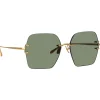 Linda Farrow - Carina Oversized Sunglasses in Light Gold Green - LFL1395C2SUN - Linda Farrow Eyewear - Avvenice