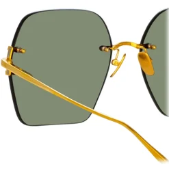 Linda Farrow - Carina Oversized Sunglasses in Light Gold Green - LFL1395C2SUN - Linda Farrow Eyewear - Avvenice