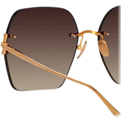 Linda Farrow - Carina Oversized Sunglasses in Rose Gold Mocha - LFL1395C3SUN - Linda Farrow Eyewear - Avvenice