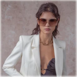Linda Farrow - Carina Oversized Sunglasses in Rose Gold Mocha - LFL1395C3SUN - Linda Farrow Eyewear - Avvenice