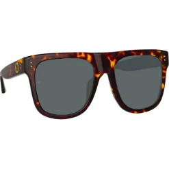 Linda Farrow - Carolina Flat Top Sunglasses in Tortoiseshell - LFL1250C2SUN - Linda Farrow Eyewear - Avvenice