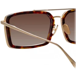Linda Farrow - Cassia Rectangular Sunglasses in Light Gold Mocha - LFL1392C2SUN - Linda Farrow Eyewear - Avvenice