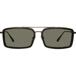 Linda Farrow - Cassia Rectangular Sunglasses in Nickel - LFL1392C3SUN - Linda Farrow Eyewear - Avvenice