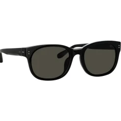 Linda Farrow - Cedric Rectangular Sunglasses in Black and Nickel - LFL1275C11SUN - Linda Farrow Eyewear - Avvenice