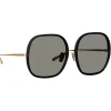 Linda Farrow - Celia Oversized Sunglasses in Yellow Gold Black - LFL1405C1SUN - Linda Farrow Eyewear - Avvenice