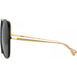 Linda Farrow - Celia Oversized Sunglasses in Yellow Gold Black - LFL1405C1SUN - Linda Farrow Eyewear - Avvenice