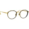 Linda Farrow - Cesar Angular Optical Glasses in Yellow Gold Black - LFL1225C1OPT - Linda Farrow Eyewear - Avvenice