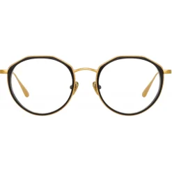 Linda Farrow - Cesar Angular Optical Glasses in Yellow Gold Black - LFL1225C1OPT - Linda Farrow Eyewear - Avvenice