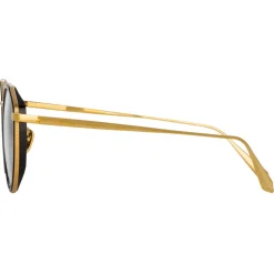 Linda Farrow - Cesar Angular Optical Glasses in Yellow Gold Black - LFL1225C1OPT - Linda Farrow Eyewear - Avvenice