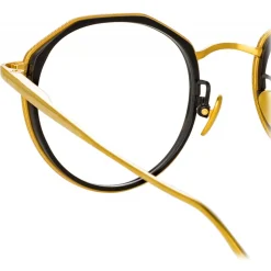 Linda Farrow - Cesar Angular Optical Glasses in Yellow Gold Black - LFL1225C1OPT - Linda Farrow Eyewear - Avvenice