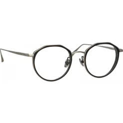Linda Farrow - Cesar Angular Optical Glasses in White Gold Black - LFL1225C2OPT - Linda Farrow Eyewear - Avvenice