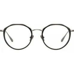 Linda Farrow - Cesar Angular Optical Glasses in White Gold Black - LFL1225C2OPT - Linda Farrow Eyewear - Avvenice