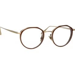 Linda Farrow - Cesar Angular Optical Glasses in Light Gold Brown - LFL1225C3OPT - Linda Farrow Eyewear - Avvenice