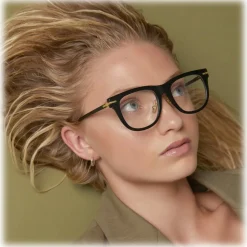 Linda Farrow - Chrysler D-Frame Optical Glasses in Black - LF43C1OPT - Linda Farrow Eyewear - Avvenice