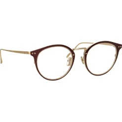 Linda Farrow - Cooper Oval Optical Glasses in Brown Light Gold (C6) - LFL1051C6OPT - Linda Farrow Eyewear - Avvenice
