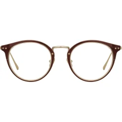 Linda Farrow - Cooper Oval Optical Glasses in Brown Light Gold (C6) - LFL1051C6OPT - Linda Farrow Eyewear - Avvenice