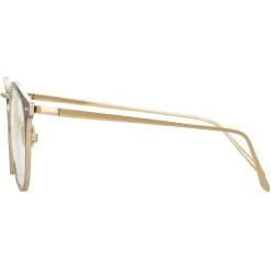 Linda Farrow - Cooper Oval Optical Glasses in Brown Light Gold (C6) - LFL1051C6OPT - Linda Farrow Eyewear - Avvenice