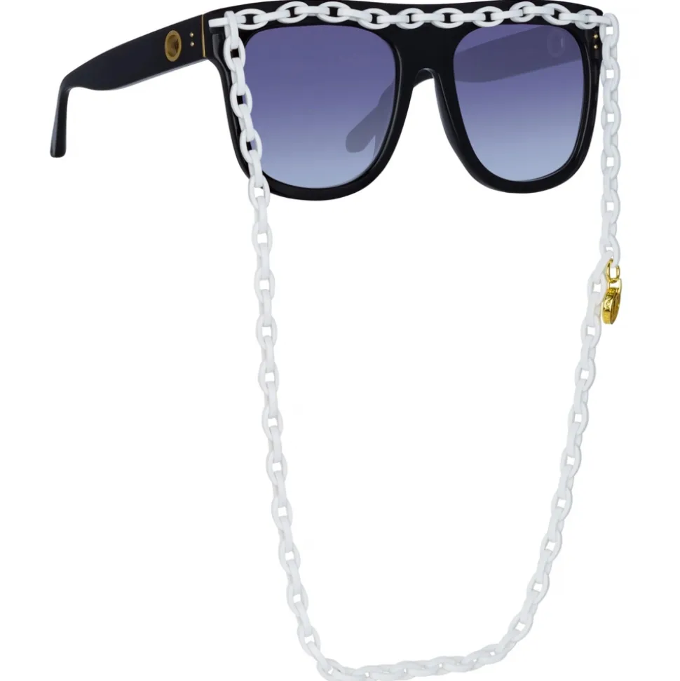 Linda Farrow - Dakota Flat Top Sunglasses in Black Gray - LFL1304C2SUN - Linda Farrow Eyewear - Avvenice