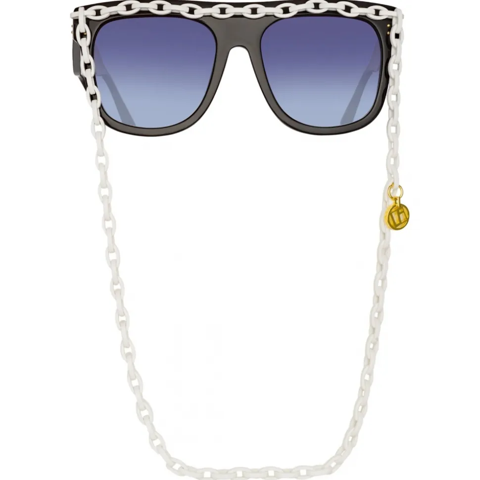 Linda Farrow - Dakota Flat Top Sunglasses in Black Gray - LFL1304C2SUN - Linda Farrow Eyewear - Avvenice