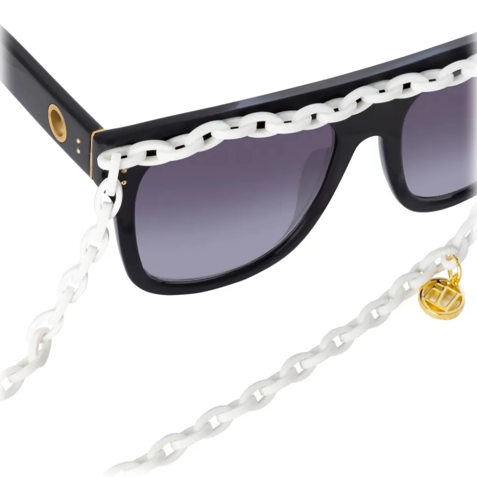 Linda Farrow - Dakota Flat Top Sunglasses in Black Gray - LFL1304C2SUN - Linda Farrow Eyewear - Avvenice