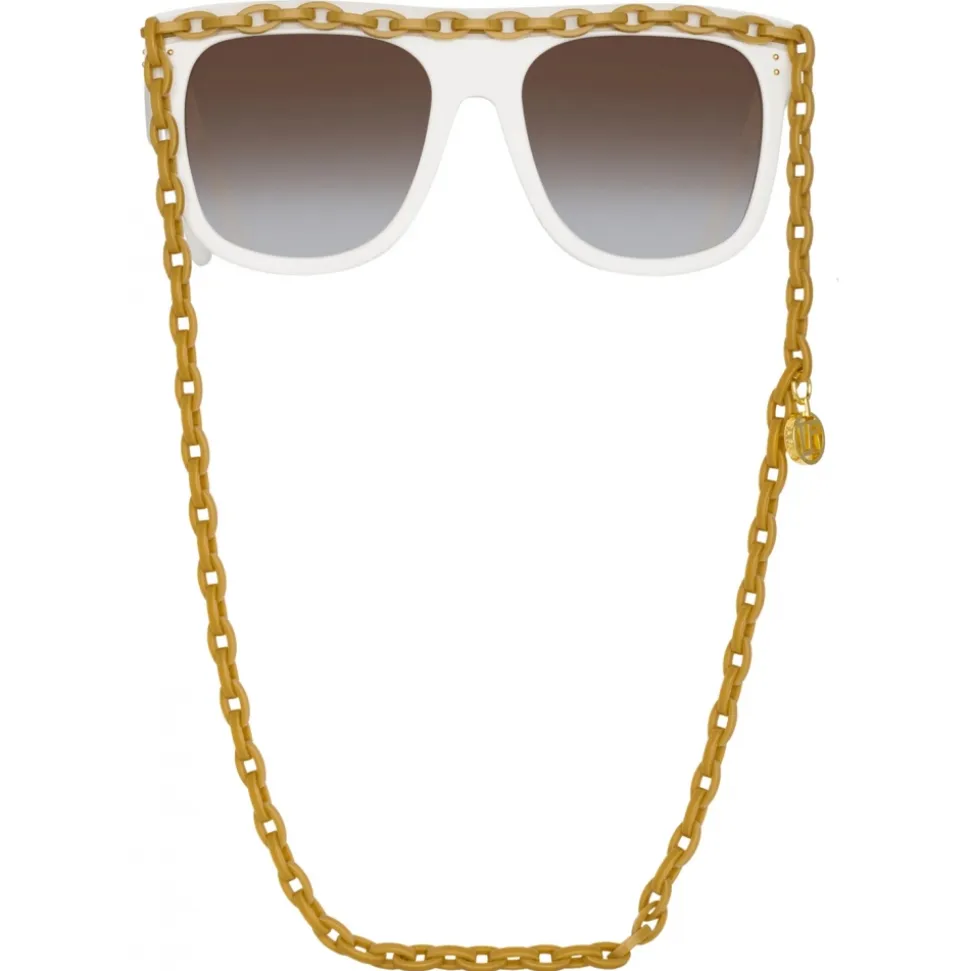 Linda Farrow - Dakota Flat Top Sunglasses in White - LFL1304C3SUN - Linda Farrow Eyewear - Avvenice