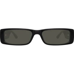 Linda Farrow - Dania Rectangular Sunglasses in Black - LFL1201C1SUN - Linda Farrow Eyewear - Avvenice