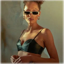 Linda Farrow - Dania Rectangular Sunglasses in Cream - LFL1201C3SUN - Linda Farrow Eyewear - Avvenice