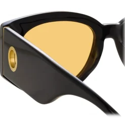 Linda Farrow - Debbie D-Frame Sunglasses in Black Orange - LFL1059C11SUN - Linda Farrow Eyewear - Avvenice