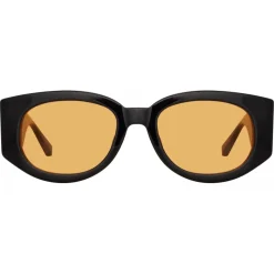 Linda Farrow - Debbie D-Frame Sunglasses in Black Orange - LFL1059C11SUN - Linda Farrow Eyewear - Avvenice
