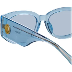 Linda Farrow - Debbie D-Frame Sunglasses in Blue - LFL1059C9SUN - Linda Farrow Eyewear - Avvenice