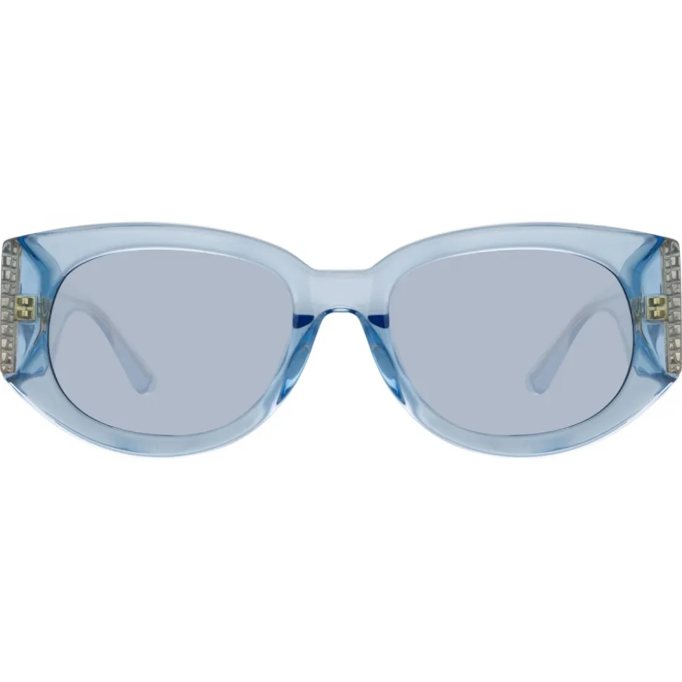 Linda Farrow - Debbie D-Frame Sunglasses in Blue - LFL1059C9SUN - Linda Farrow Eyewear - Avvenice