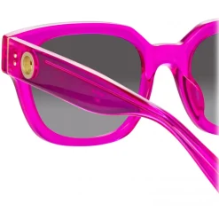 Linda Farrow - Deni D-Frame Sunglasses in Fuchsia - LFL1243C6SUN - Linda Farrow Eyewear - Avvenice