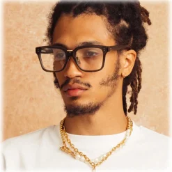 Linda Farrow - Desiree D-Frame Optical Glasses in Green (Men’s) - LFL1322C7OPT - Linda Farrow Eyewear - Avvenice